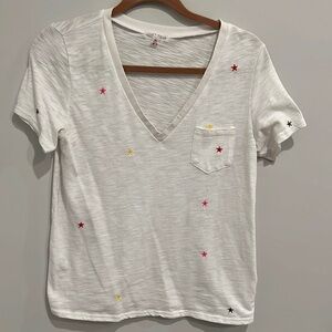 HONEYPUNCH Embroidered Stars V-neck T-shirt